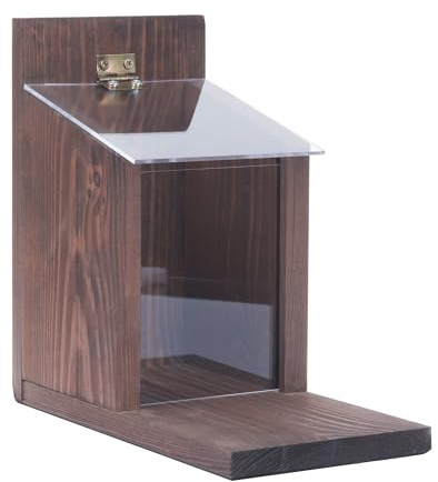 WOODYGIFT – Eichhörnchen Futterhaus aus Holz – Wetterfestes Futterstation für Eichhörnchen mit Acrylglas-Dach – Robust & Langlebig, Einfach zu Befüllen – Perfekt für Garten & Naturbeobachtung