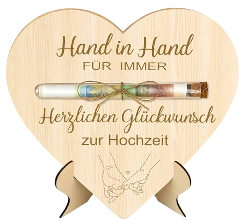Hochzeitsgeschenke für Brautpaar Geldgeschenk Hochzeit Holz, Hochzeitskarte Geldgeschenke zur Hochzeit Verpackung für Hochzeitsgeschenk Ideen mit Reagenzglas, Geschenkkarte Verpackung