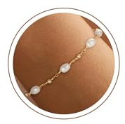 Armband Damen Gold Silber, 18K Gold/Silber Vergoldet Perlenarmband Damen | Wasserfes Perlen Armbänder Verstellbares Armkette Perlenschmuck Geschenke für Frauen Freundin Mutter Tochter