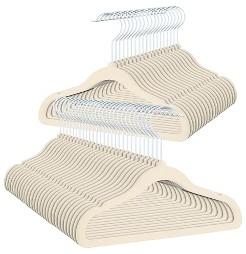 OGIVO Kleiderbügel Kinder Samt 50er Set 30cm (Beige) 360° drehbarer Haken | für Babys und Kleinkinder, 360° drehbarer Haken, Hangers Clothes