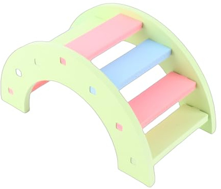 RASTKY Puente de Juego de Hámster de Madera Colorido para Ratones Mascotas, Jaula de Actividad de Balancín Arcoíris Segura, Juguete Duradero para Conejillo de Indias (Green)