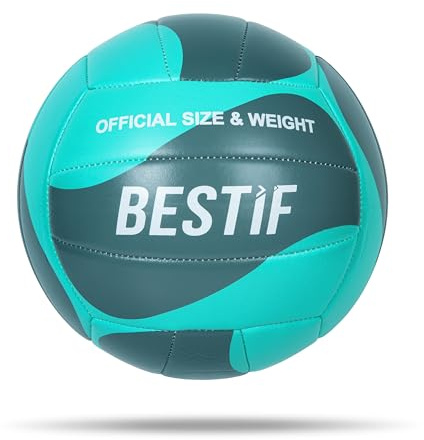 BESTIF Volleyboll storlek 5 för utomhus inomhus träning strandboll (turkos-grå, 5)