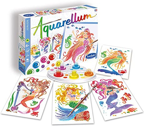 SentoSphère - AQUARELLUM JUNIOR - SIRENES - Kit peinture - Peinture Aquarellable Magique - A partir de 6 ans - fabriqué en France