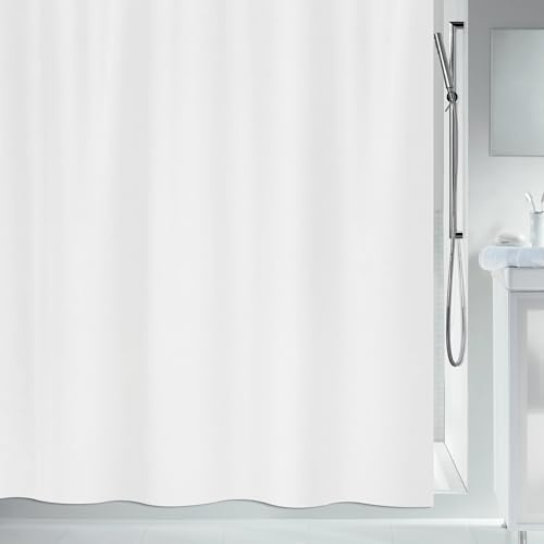 Spirella, Tenda da Doccia Primo in Poliestere, Tenda da Doccia con 8 Occhielli in Stile Moderno, Materiale Impermeabile, Resistente alla Luce e all'Acqua, 180x200cm, Bianco