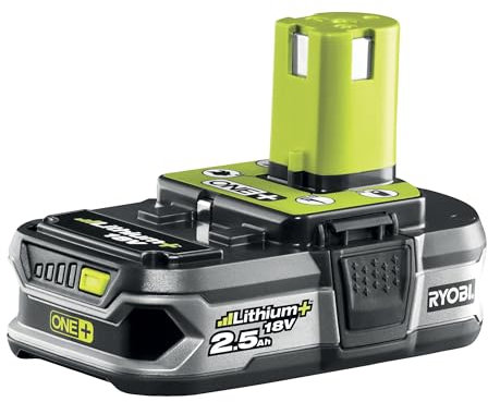 RYOBI 18 V ONE+ 2,5 Ah Lithium+ Akku RB18L25 (Kompatibel mit Allen RYOBI 18 V ONE+ Geräten, Akku-Ladestandsanzeige, IntelliCell™ Akku-Technologie mit Einzelzellenüberwachung, Überlastschutz)