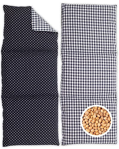 HERBALIND 3-Kammer-Körnerkissen 50x20 cm – Wärmekissen/kühlende Kühlkissen mit Weizenkörnern Kühlkissen – Dunkelblau – handgefertigt in Deutschland – 100% Baumwolle