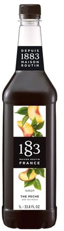 1883 Maison Routin Premium Iced Tea Peach Syrup – Fruity Syrup for Cocktails, Mocktails & Soft Drinks, Vegan-Friendly, No Artificial Colours, 1L PET Bottle