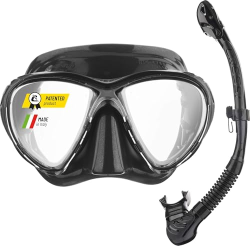 Cressi Big Eyes Evolution & Alpha Ultra Dry Professional Combo, Set per Immersioni e Snorkelling Unisex – Adulto, Nero/Nero HD
