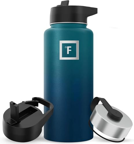 Iron Flask Sports Water Bottle - 32 Oz, 3 Lids (Straw Lid), Leak Proof, Vacuum Insulated Stainless Steel, Double Walled, Thermo Mug, Metal Canteen