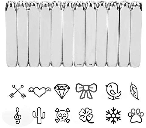 12 stücke 6mm 1/4Briefmarken Punch Set, Metall Punch Stempel Natur Thema Stanzwerkzeug Kohlenstoffstahl Stempel Punch Metall Schmuck Machen Leder Holz