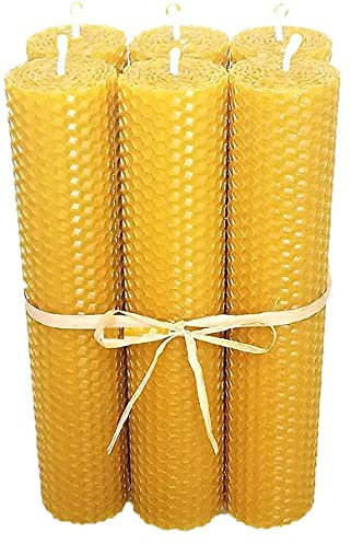 Valmoni Sport 6 Velas Cera de Abeja Olor Miel 100% Natural 2cm x 10cm Pura de Abeja Textura Panal Bujía Vela de Miel Natural Sin Parafina