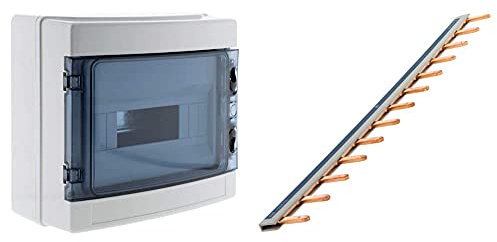 ZENITECH 150204 Coffret Étanche IP65, Blanc & Peigne 13 modules noir/blanc longueur 220mm