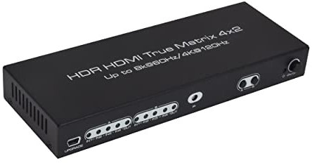 8K HDR HDMI2.1 True Matrix 4x2 4320P@50/60Hz 4K120Hz 4 ingång 2 utgång + ljudextraktor full storlek metallhus (stöder 8K 3D EDID för ljud- och videoinställning 7.1/5.1)