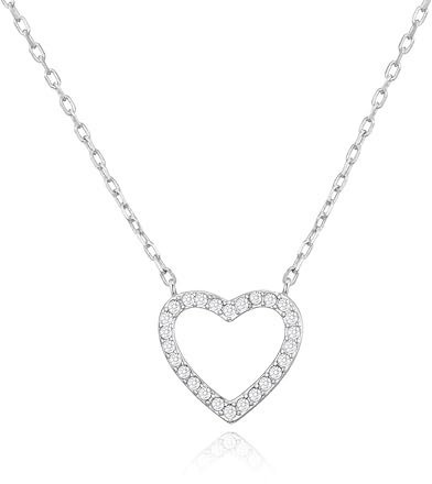 Philip Jones Collana a cuore aperto placcata in argento creata con cristalli Zircondia®