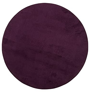 Gözze - Premium Rutschfester Runder Badezimmerteppich, RIO, 100% Microfaser, Ø 110 cm - Beere