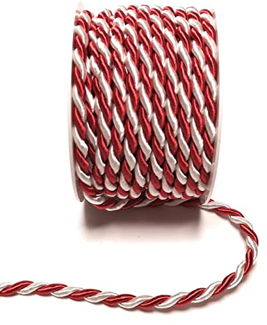 s.dekoda Kordel 10m x 6mm zweifarbig Rot - Weiß Drehkordel Dekoband Kordelband Kordelschnur
