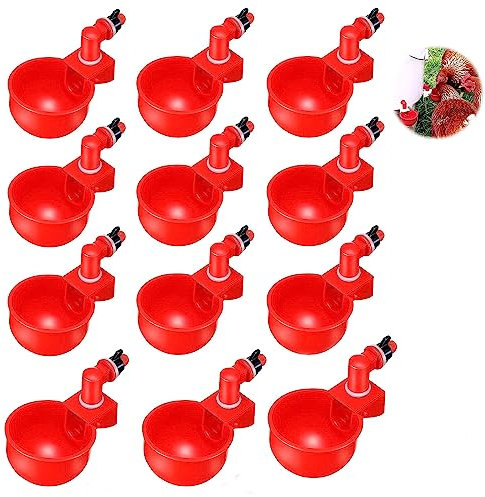 Hühnertränke,RoadLoo 12 Stück Hühnerwasserbecher Automatische Geflügeltränke Set Hühnerwasserspender DIY Hühnerwasserbecher für Geflügel wie Hühner Enten Gänse Truthähne
