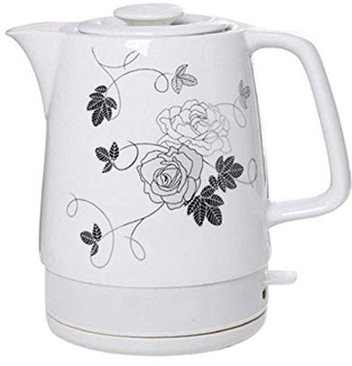 Hervidor de agua blanco inalámbrico de cerámica eléctrico, jarra retro de 1,7 l, agua rápida de 1850 W para té, café rápido (Color : A) Present