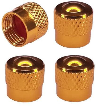 cyclingcolors 4X Bouchon de Valve Capuchon Aluminium Schrader Pneu pour vélo Cycle Moto Auto Voiture Quad Trottinette, Or