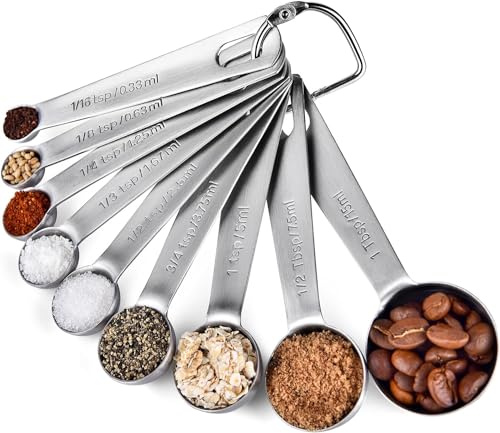 U-Taste 18/8 Edelstahl Messlöffel Set, 9-teilig, Gutes Küchenwerkzeug | für Backmessen Trockenrationen und Flüssigkeit, Spuelmaschinenfest