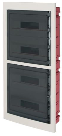 Boîtier encastré Coffret Tableau Électrique, 72 (4x18) modules, avec bornier 6x10mm, blanc, IP40, porte en polycarbonate fumé - EC63072BE