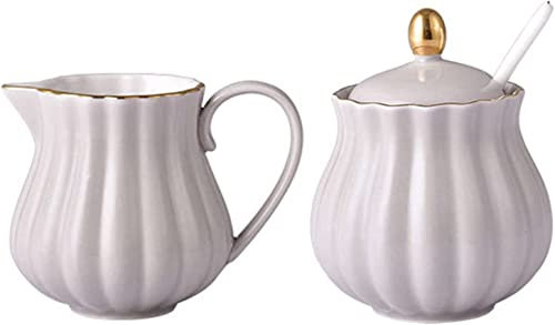 Zuccheriera in Ceramica, Dispenser for Zucchero, Zuccheriera in Ceramica con Coperchio e lattiera, Pentola for Crema e Zucchero, Barattolo for Zucchero, Set da Caffè-Rosa-220ml (Colore : Roze, Dimensi
