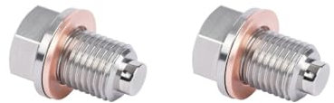 2 x magnetische Ölablassschraube, M12 x 1,5, strapazierfähig, mit Cooper-Unterlegscheibe, Ablassmutter