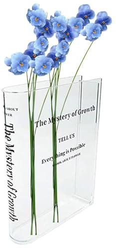 Jarrón de flores de haya transparente | Jarrón de libros de acrílico de cristal | Jarrón acrílico decorativo con gusto | Florero acrílico con forma de libro | Florero acrílico transparente moderno -