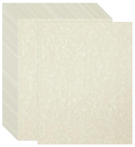 Acidea 100 Blatt bedrucktes Pergamentpapier, 180 g/m² verstärktes A4 Blanko-Urkundenpapier, elfenbeinfarbenes antik strukturiertes beidseitig bedruckbares Pergamentpapier für Lebensläufe, Diplome