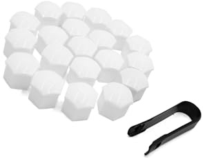 Motoforti 20pcs 17mm Car White Plastic Wheel Lug Nut Bolt Cover Caps with Tool Long-lasting