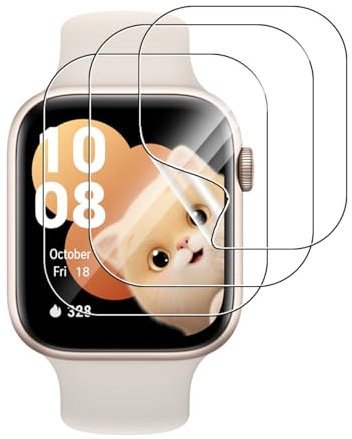 NUCNOK 3 Pack Protector Pantalla para Honor Watch 5,Hidrogel Film HD Transparente Flexible Película,Cobertura Completa,Sin Burbujas,Antiarañazos