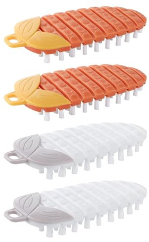 ZGDEIWGF 4 Piezas Cepillo De Verduras Flexible, Cepillo De Limpieza De Frutas Y Verduras, Cepillo para Juntas De Zanahoria, Cepillo De Verduras Colgante, Cepillo De Alimentos Multifuncional