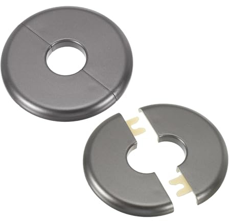 PATIKIL 2 Pcs 0.93 (23.5mm) Placa de Cubierta Dividida de Pared, Cubierta de Placa de Hebilla Autoadhesivas Redonda de ABS para Cubrir Tuberías de Agua en Cocina Baño Grifo de Brazo, Gris