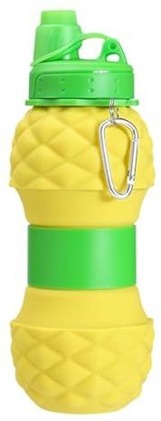Zvn Zojne Tasse à eau pliante, tasse à eau de pliante en silicone - Bouteille pliable en silicone ananas,Gobelet extensible réutilisable pour l'extérieur, le camping, la randonnée, le pique-nique