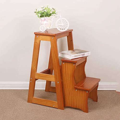 Tragbarer, faltbarer Holzleiter mit 3 Stufen, für Indoor-Klettern, multifunktionaler Tritthocker mit Bücherregal, Regalen, Schuhbank und Blumenregal