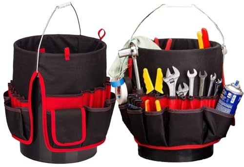2 Packs Bucket Tool Organizer - Cleaning Bucket Organiser Caddy, Muti-Pocket Bucket Tool Storage Basketfor Easy Tool Access, 5 Gallon Bucket Holder, 5 Gallon Bucket Liner, for Garden Beach Outdoor