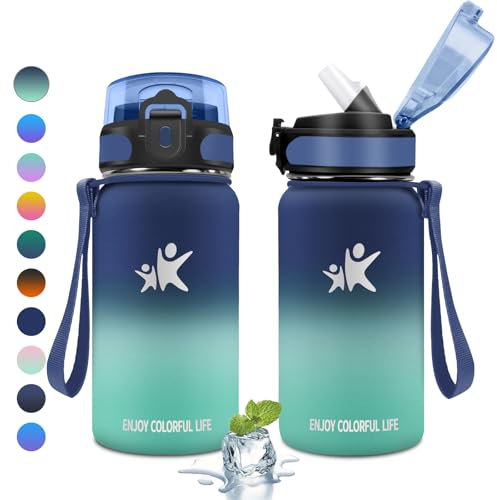 KollyKolla Borraccia Acciaio Inox 500ml, Borracce Termiche con Cannuccia, Bottiglia Termica Riutilizzabile, Bottiglia Acqua a Prova di Perdite, senza BPA, Borraccia per Bambini, Scuola, Gimnasio