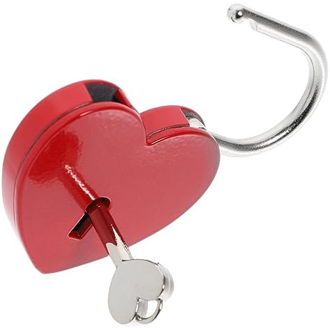 Angoily Herzschloss Kleines Vorhängeschloss Mit Schlüssel Sicher Für Schmuckkästchen Gepäck Tagebuch Reisekoffer Liebesschloss Valentinsgeschenk Rot