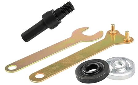 Hand Drill Conversion Connecting Rod Kit 10mm Mandrel Drill Adaptor Spanner Metal Flange Nut Angle Grinder Accessories for Electric Drill Grinding Discs Power Tools (5Pcs)