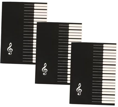 3 Stück Musikübungsheft für Gitarrenanfänger mit Notenpapier | Schwarz, Papier, Wiederverwendbar mit Abreißseiten, für Song und Musikpartituren im Außenbereich