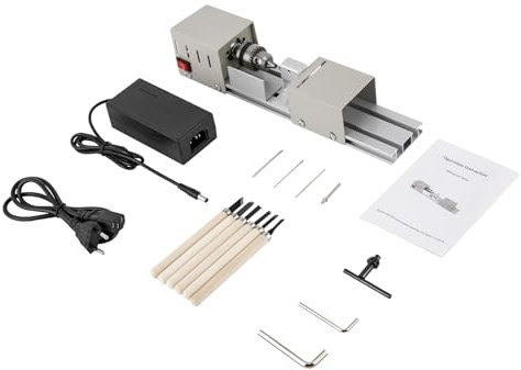 Mini Drehmaschine Metall Präzision 96W 7-Stufen Tischdrehmaschine 220V, Präzisions-Drehbank für Holz & Metall mit Messfutter (0,6-6mm), 4000-9000 U/min, Reinsilbermotor, DIY Holzbearbeitung, Polieren