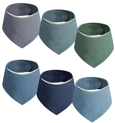 GUNTAIL Magnetic Bandana Drool Bibs 6-pack - Magnetic Closure Baby Bibs - Safe, Easy, Chic Teething Bib（Unisex）