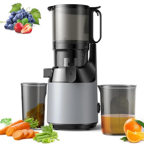 Exprimidor en frío de 250W, alimentación ancha de 130 mm, capacidad de 1,6L, bajo nivel de ruido, triple filtro, alto rendimiento, exprimidor lento para frutas y verduras enteras