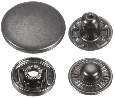 QUARKZMAN 30 Sets 20mm Druckknopf Kappen Metall Druckknöpfe Legierung Aufnäh Knöpfe für Taschen Leder Marine Boot Segeltuch (Schwarz Grau)