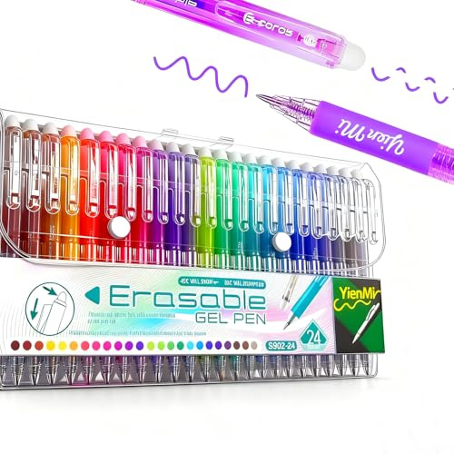 YienMi Radierbare Gelstifte Set, 24 Farben – Ideal für Malen, Schreiben & Planen. Die besondere Tinte macht Fehler mühelos verschwinden. Perfekt für kreatives Gestalten, Bullet Journal & Schule