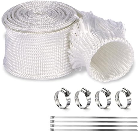Abgasschlauch 25mm für Stromerzeuger 250CM Hitzebeständiger Standheizung Schlauch für Notstromaggregat Abgasrohr Standheizung mit 4 Clips Kabelbindung Hitzeschutzschlauch Hitzeschutz Auspuff(Weiß)