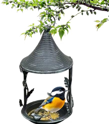 Comederos para pájaros resistentes para exteriores resistentes - Alimentador metálico colgante decoración para volátiles | Distribuidor de vintage de diseño retro | para pájaros silvestres Balcón