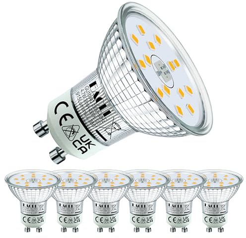 EACLL Klasse B Hocheffiziente GU10 LED Lampen, 6er-Pack, 915 Lumen 4000K Neutralweiss 4,7W Ersetzt 120W Halogen Leuchtmittel, Flimmerfrei, Abstrahlwinkel 120°, Nicht Dimmbar Ø50xH53mm Reflektorlampen