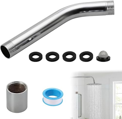 15cm G1/2 Extension de Bras de Douche, Pommeau de Douche Prolongateur | Angle d'Inclinaison Maximal de 135°,Bonne Étanchéité et Durable,avec Ruban D'étanchéité, Filtre et 4 Joints