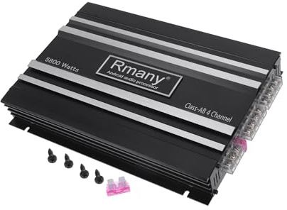 A ABSOPRO Coche 12V 4 Canal Amplificador Estereo Audio 5800W Compatible 4 Canal Amplificador Coche Negro 1 Pza Reemplazo